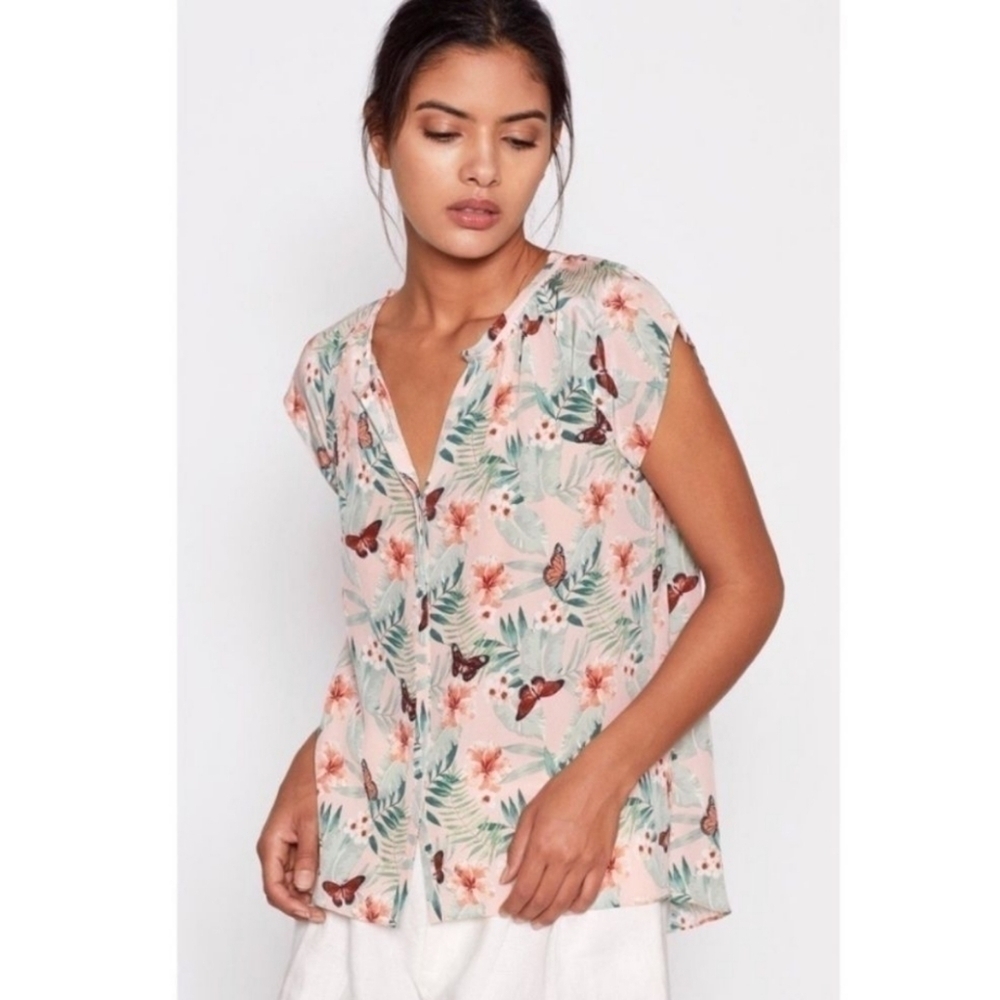 Joie Silk Butterfly blouse size XXS,cottagecore, Boho-Botanical,romatic {Bx12}